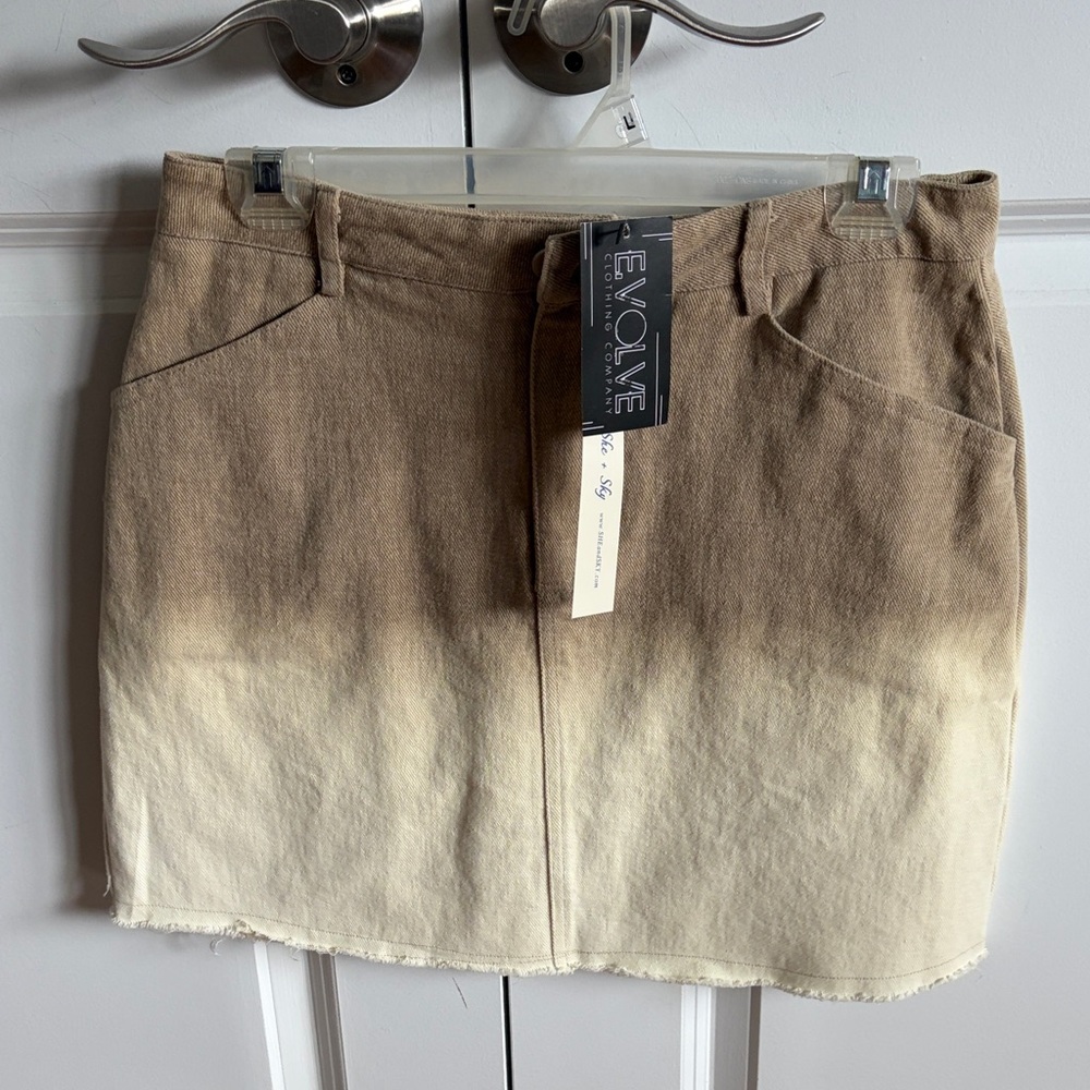 She + Sky tan  Brown and Cream Mini Skirt
